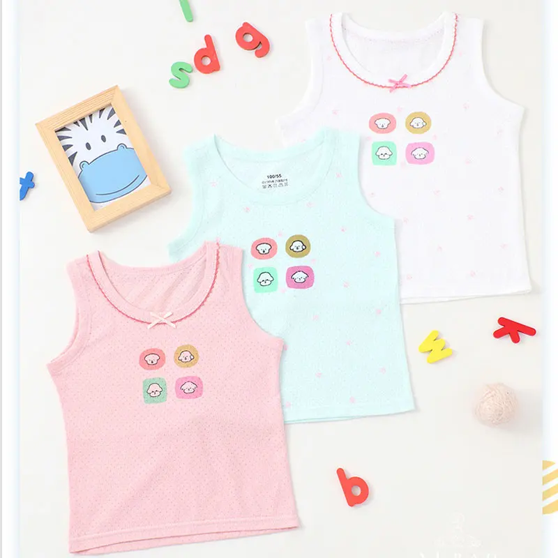 2025 Summer Children's Tank Tops Breathable Mesh Vest for Kids Cartoon Sleeveless Boys Girls Unerwear Baby Bottom