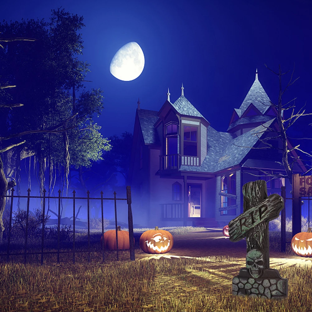 

Foam Tombstone Halloween Decor Realistic Style Haunted House Party Props Skull Head Grave Statue Garden Supplies