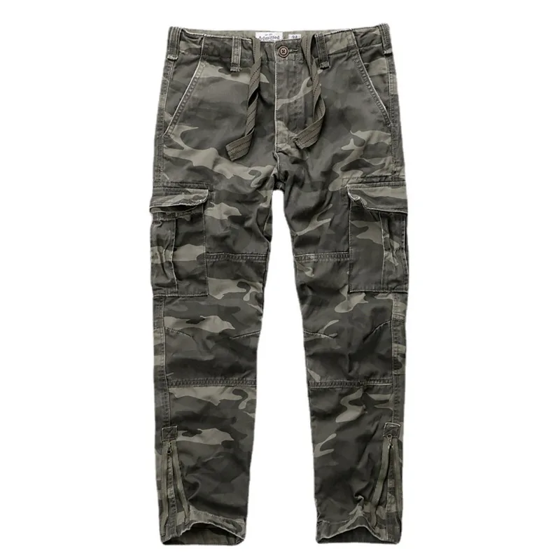 Four Seasons New American Retro Men's Sports Pants Camouflage Cotton Wash Water Men's Pants Loose Straight Work Pants A002