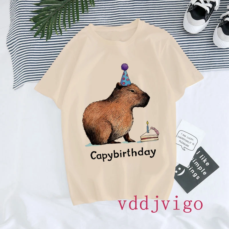 Kawaii boże narodzenie kapibara T Shirt zabawny Capibara koszulki w stylu Harajuku T-Shirt damski stylowe topy koszulka ubrania damskie rok 90s