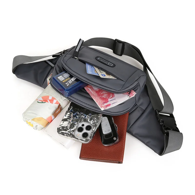 Men's waist bag - adjustable strap, multi-pocket design, outdoor sports daily commuting waist bag, multi-functional travel bag
