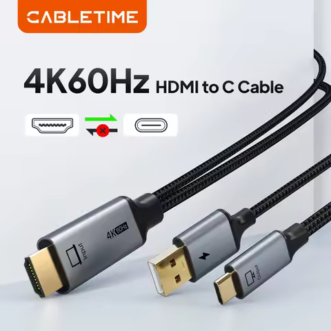 CABLETIME HDMI to USB C Cable 4K60Hz Stable Signal for Nintendo Switch PS3/4/5 Game Console with USB Power Delivery