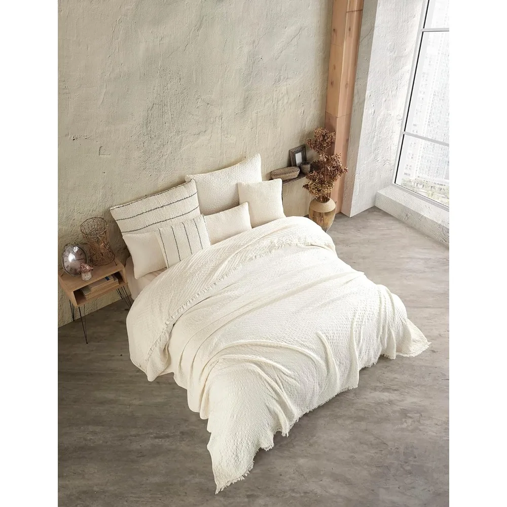 بطانية رمي خفيفة الوزن من الشاش القطني، غطاء موسلين مسامي، غطاء سرير مكون من 4 طبقات، نمط جاكار بيج، راحة كبيرة الحجم #3