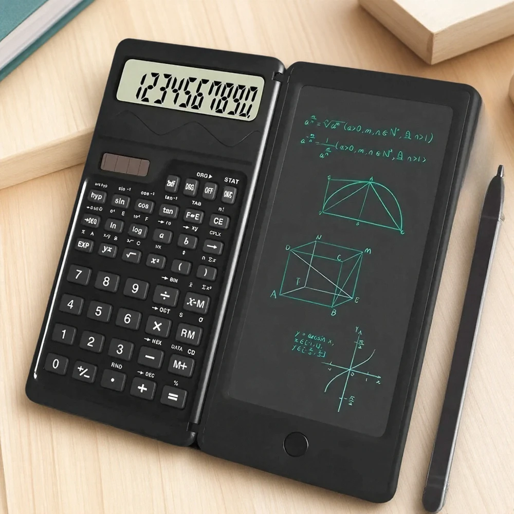 Smart Folding Portable Scientific Calculator with Solar Charging and Handwriting Pad One Touch Zero Function