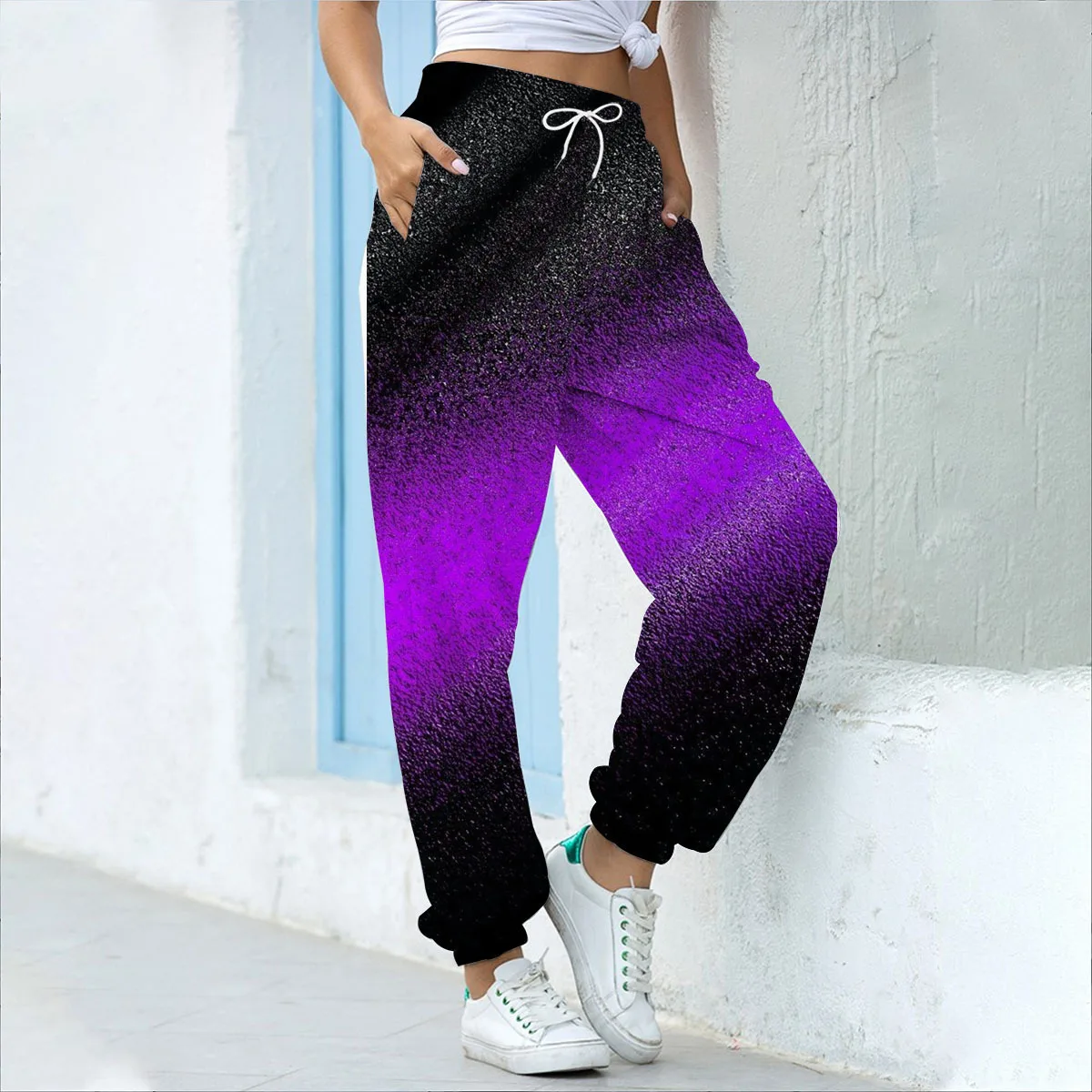 

Colorful gradient d printed casual loose cross-border women's sports pants with leggings and slim fitting pants ML1
