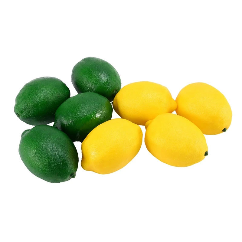 SEWS-8 Pack Artificial Fake Lemons Limes Fruit For Vase Filler Home Kitchen Party Decoration, Yellow And Green