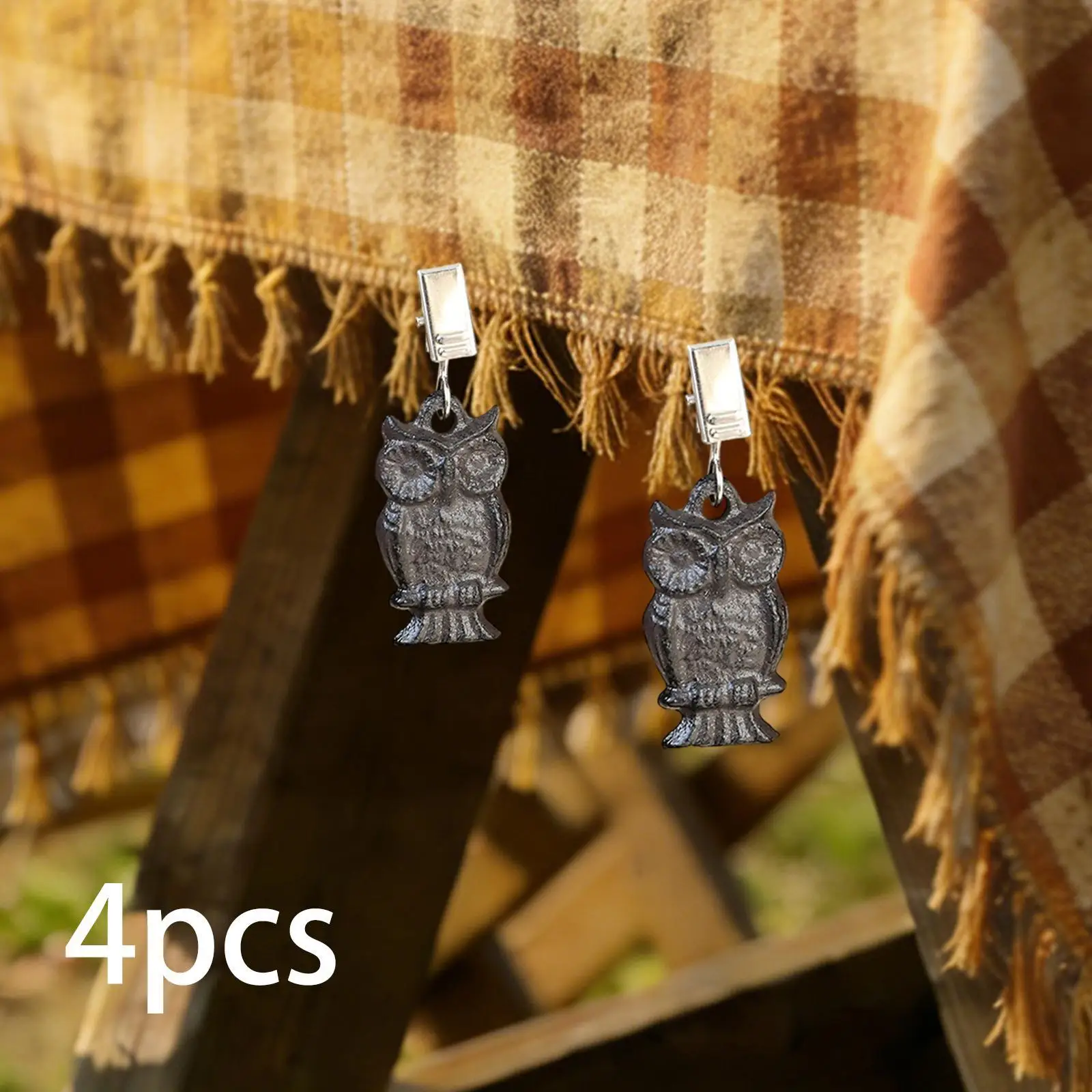 4x Owl Tablecloth Weights Clips on, Portable, Durability, Tablecloth Weight, Table Covers Clamp for Garden