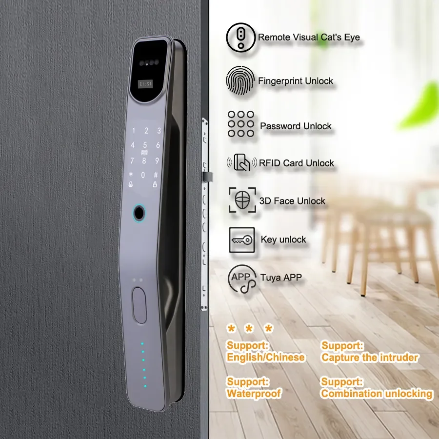 自動Zigbee Tuyaスマートロック 3D顔認証 ウェア - Smart Lock Zigbee Gateway のレビューと価格