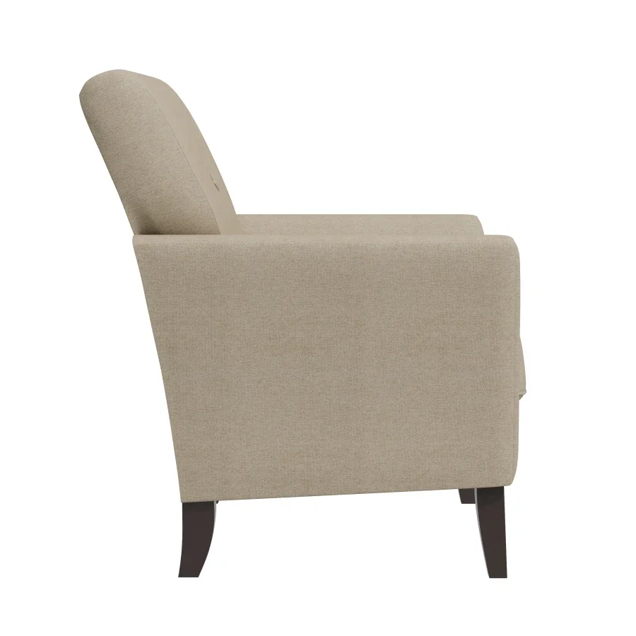 Dorset Arm Accent Chair in Fawn Velour with Dark Brown Solid Wood Legs Modern Chair