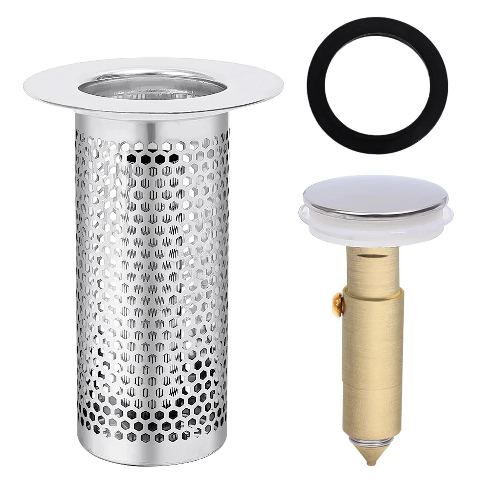 Waschbecken-Stecker, geruchshemmend, Pop-Up-Bounce-Kern, Waschbecken-Stopper, Haarfänger, Dusche, Waschbecken-Sieb, Edelstahl-Filter, springender Kern – Detail 3