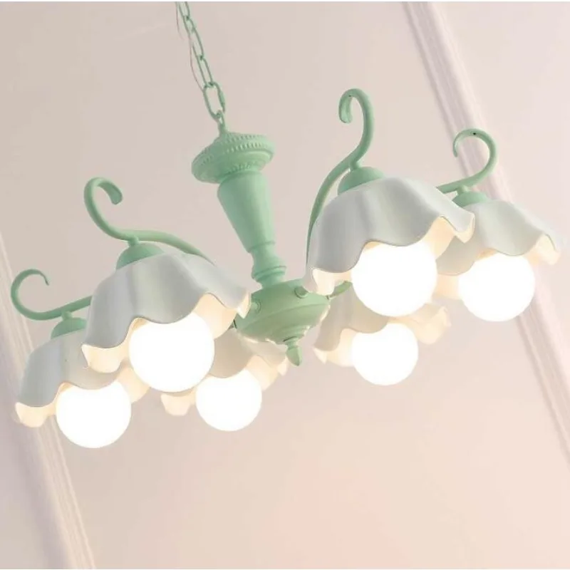 

Korean Pastoral Chandelier American Children's Room Living Room Bedroom Restaurant Ceramic Green Nordic Creative Lamps