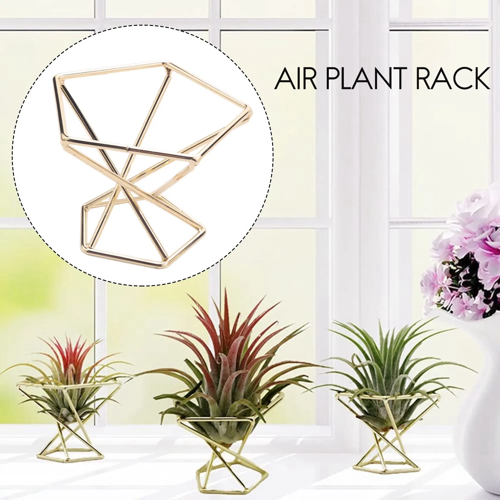 3 Pcs Geometric Air Plant Holder Airplants Rack Metal Plants Stand Planter Shelves Himmeli Decor Tillandsia Containers