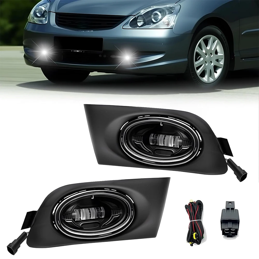 

LED Fog Lights for Honda Civic 2DR 4DR 2001 2002 2003 Front Bumper Driving Fog Lamps Assembly With Switch & Wiring Harness