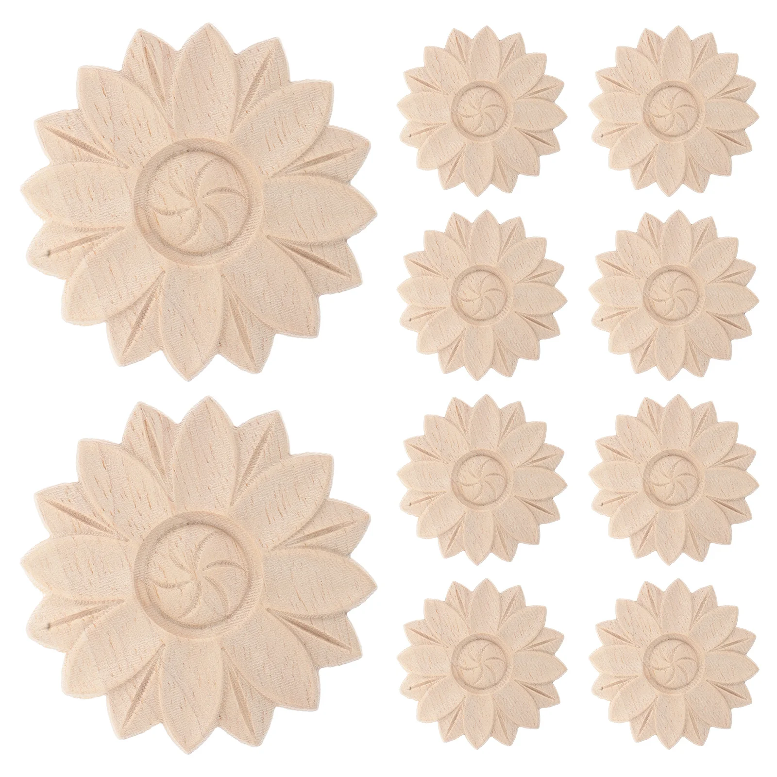 

10pcs Solid Wood Carved Applique Unfinished Flower Corner Onlay For Furniture Door Cabinet Decoration Wood Craft Ornaments