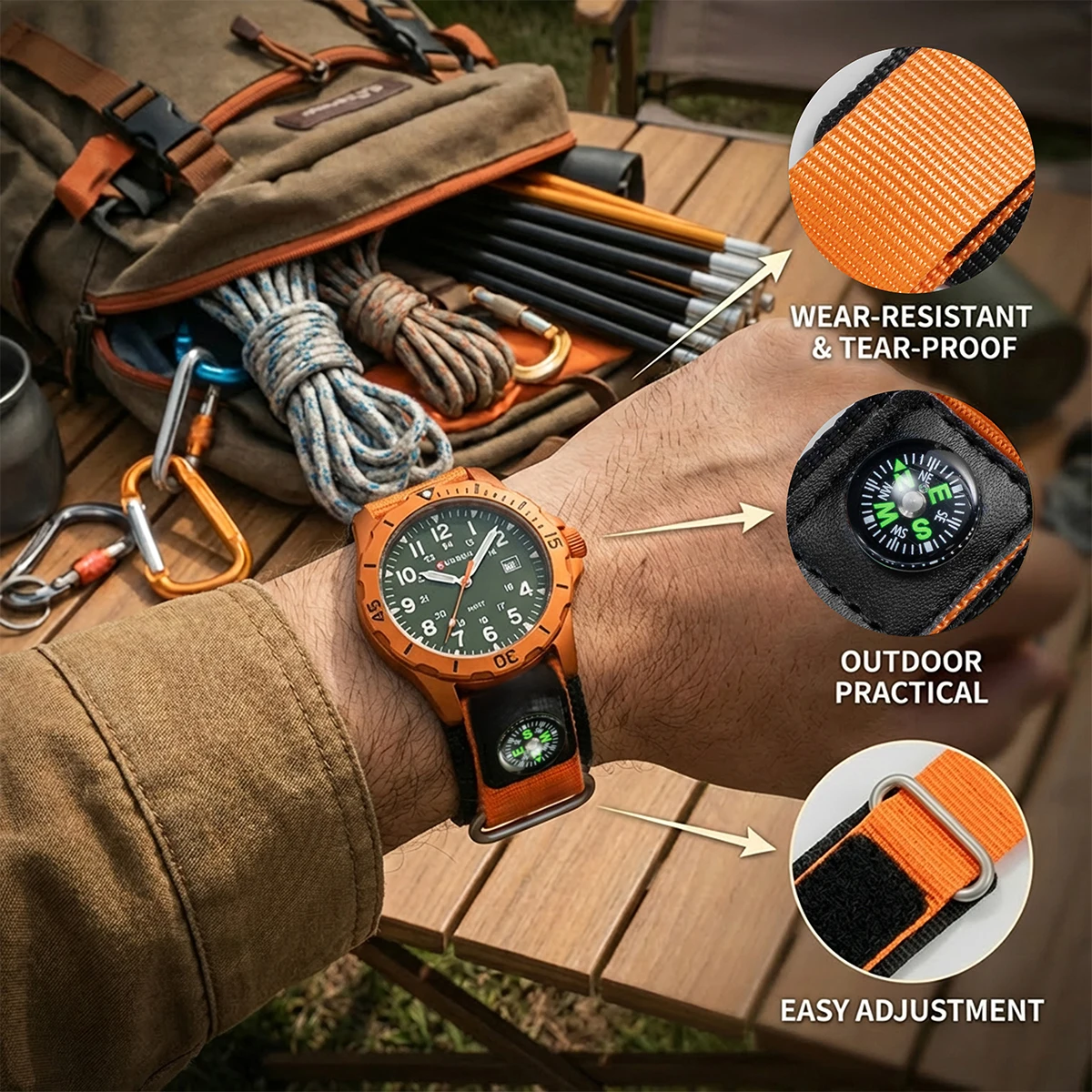 Compass Nylon Braided Strap 20mm 22mm for Samsung Galaxy Watch 7 6 5 4 40mm 44mm 6Classic 47mm Band for Huawei Watch GT5 Pro 4