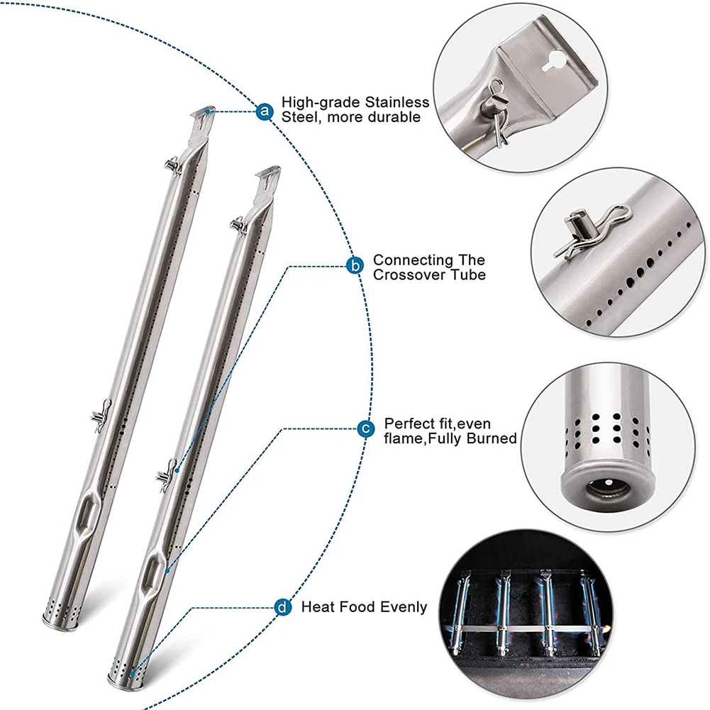 Replacement Burner Tube Stainless Steel for Charbroil Grills Provides Consistent Heating and Easy Installation