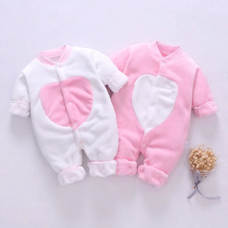 Baby Clothes Spring and Winter Short-sleeved Thick Clothing for Men and Women Flannel Warm One-piece Pajamas