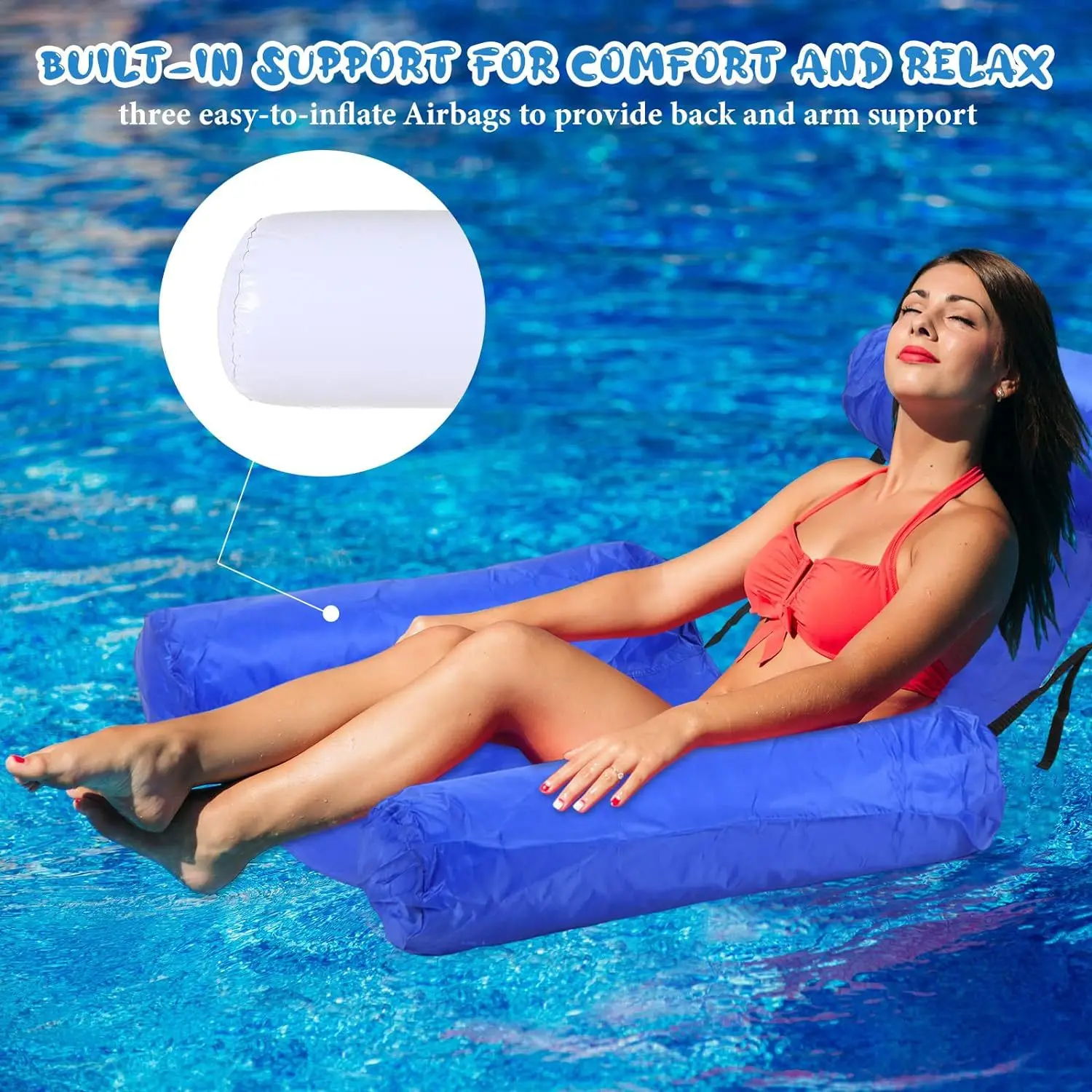 PVC Three Tube Inflatable Lounge Chair with Foldable Color Pattern Floating Drainage Amusement Lounge Chair Floating Bed Sofa