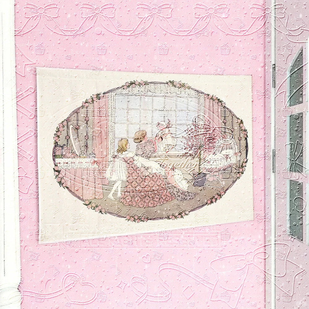 Vintage Viktorianischer Mutter-Tochter-Wandteppich, Niedlicher Rosa Lolita Ästhetischer Retro-Wandbehang, Klassischer Europäischer Cottagecore Wandteppich