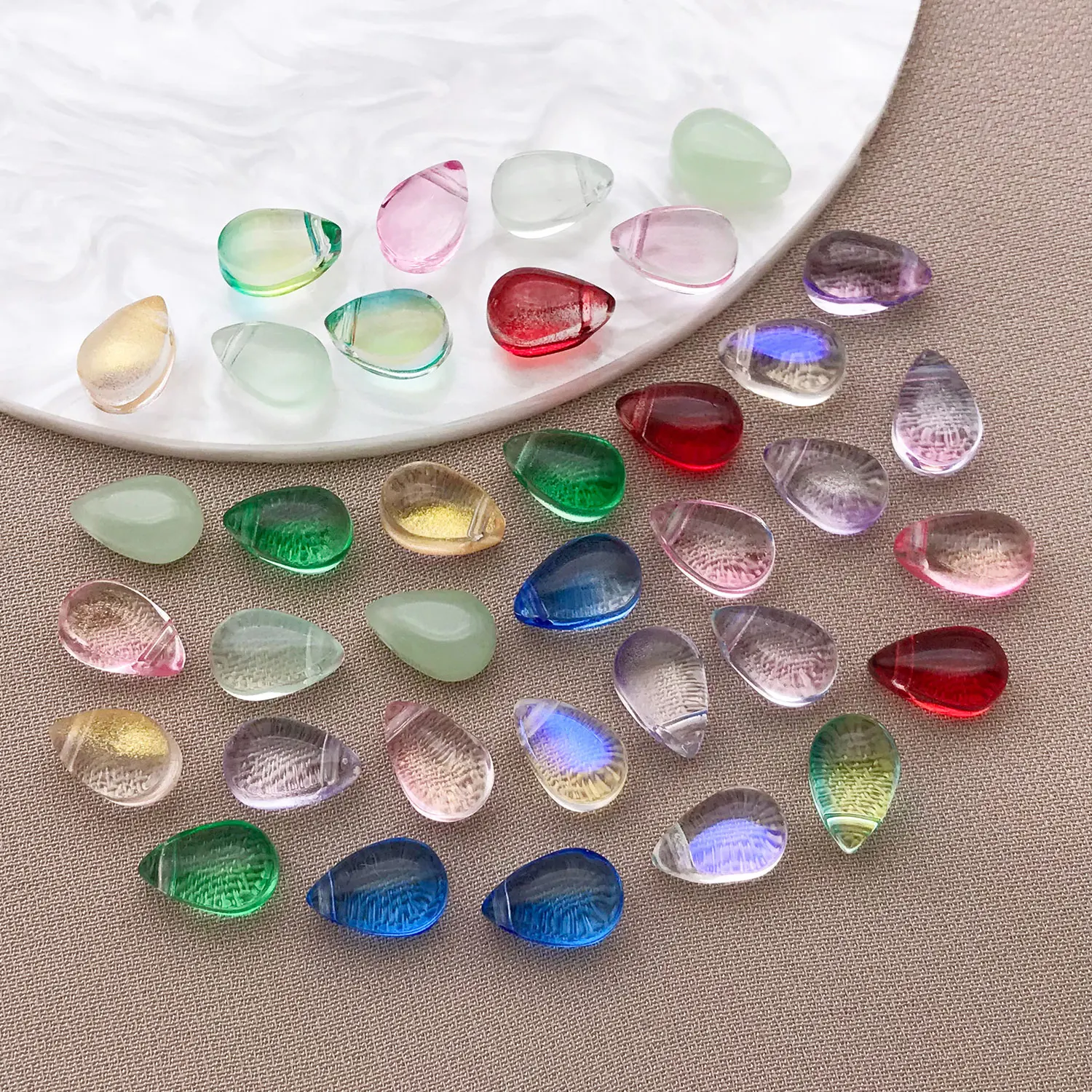 36/50pcs 6x9mm Coloured Glaze Straight Through Droplet Beads Charms Pendant DIY Necklace Bracelet Earrings Jewelry Accessories