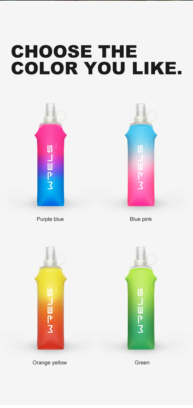 Sport Water Bottle TPU Folding Soft Flask Drink Portable Water Bottle High Flow Running Hiking Bicycle Fitness Water Bag