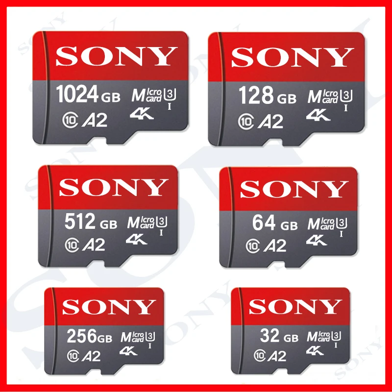 SONY-Cartão Micro SD Original de Alta Velocidade, Cartão de Memória para Celular, Câmera, Mesa, PC, 128GB, 64GB, 256GB, 512GB, 1TB