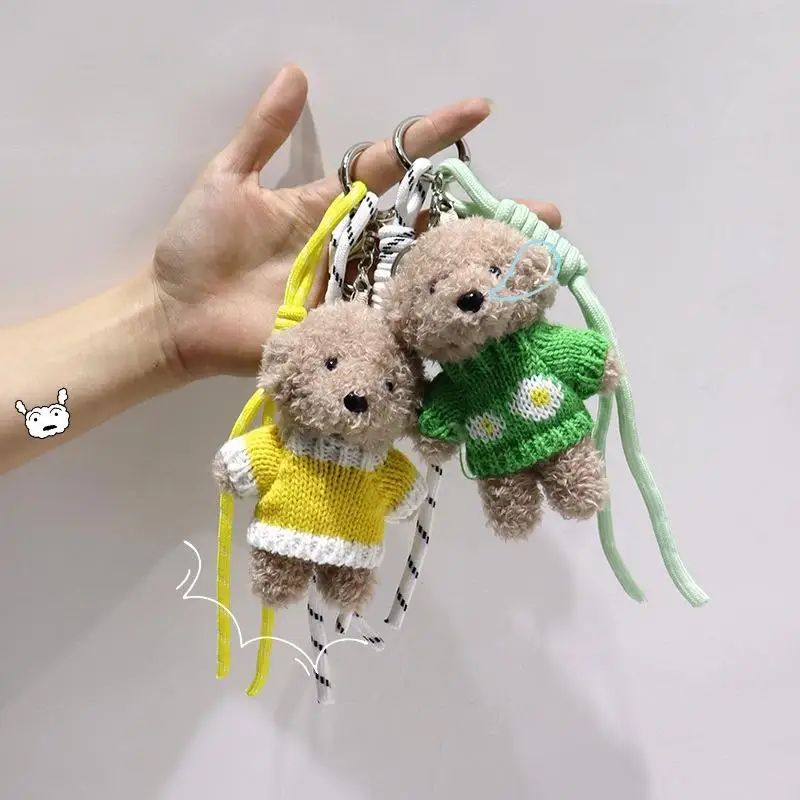 1Pcs Trendy Plüsch Pullover Hund Geflochtenen Seil Schlüsselbund Tasche Charms Anhänger Dekorationen Mehrzweck Seil Mode Tasche Schlüsselring