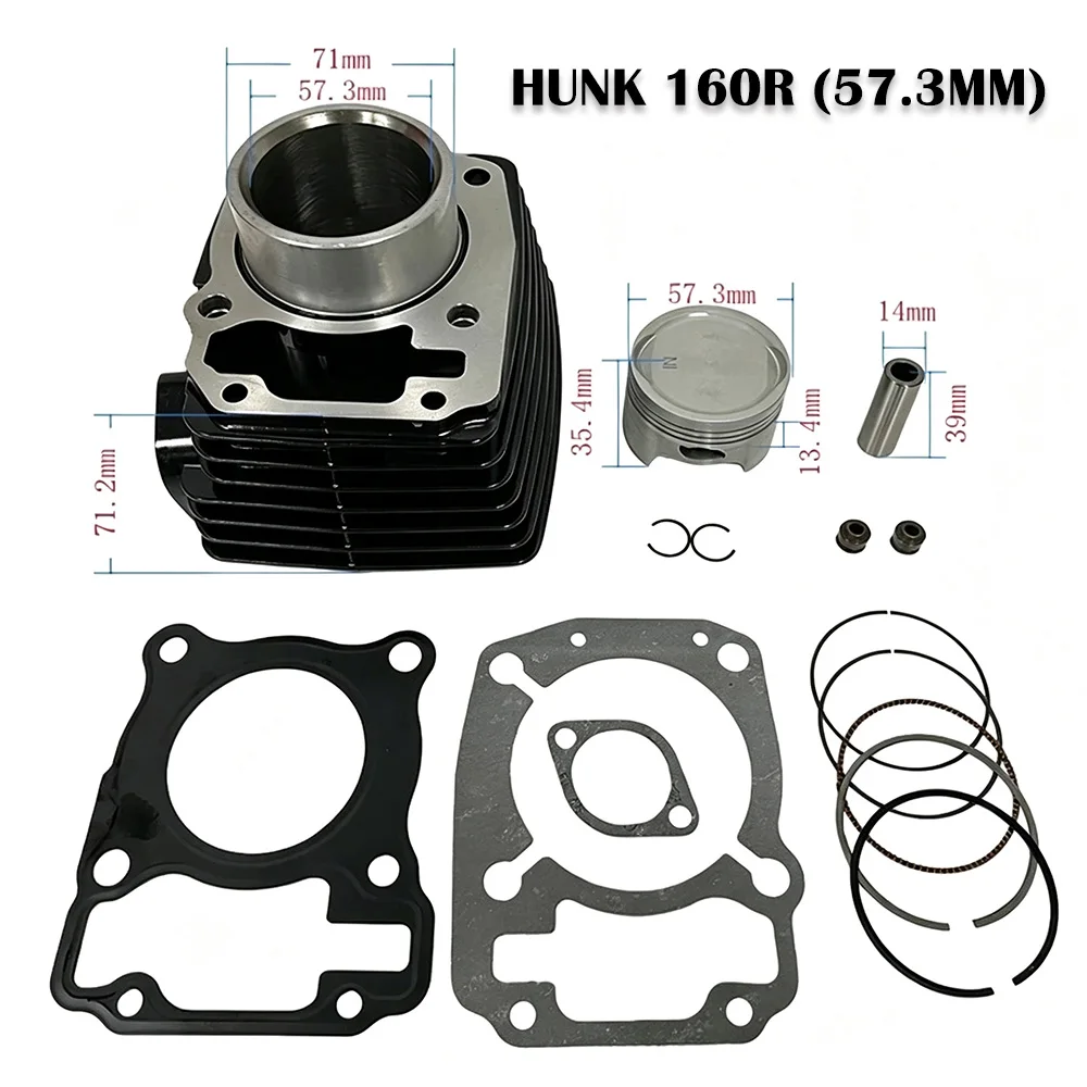 57.3mm Motorcycle Engine Parts Cylinder Block Piston Rings Set Motor for HERO HUNK 160R 2021-2024 M03010002 Motoblock