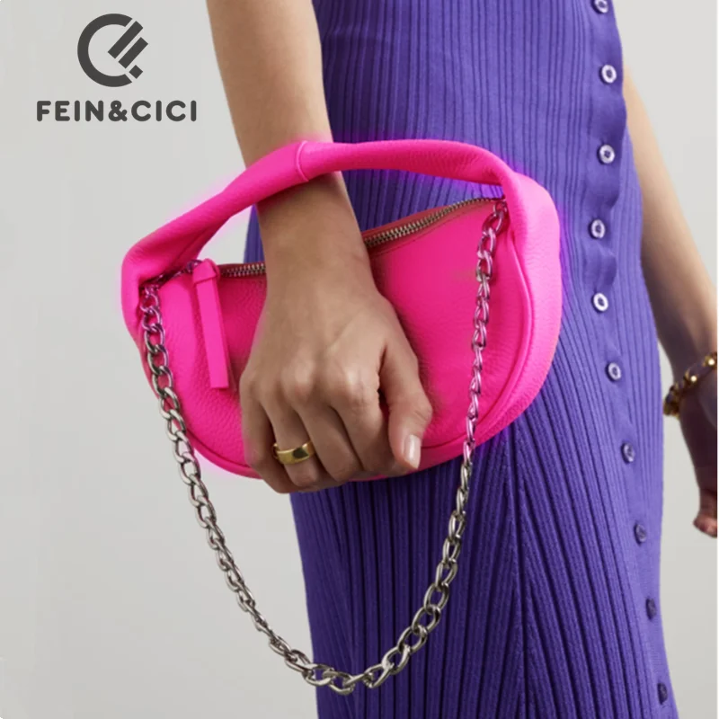 Women shoulder bag designer chains top-handle small purse hobos bag female tote handbag green hot pink black 2022 summer new