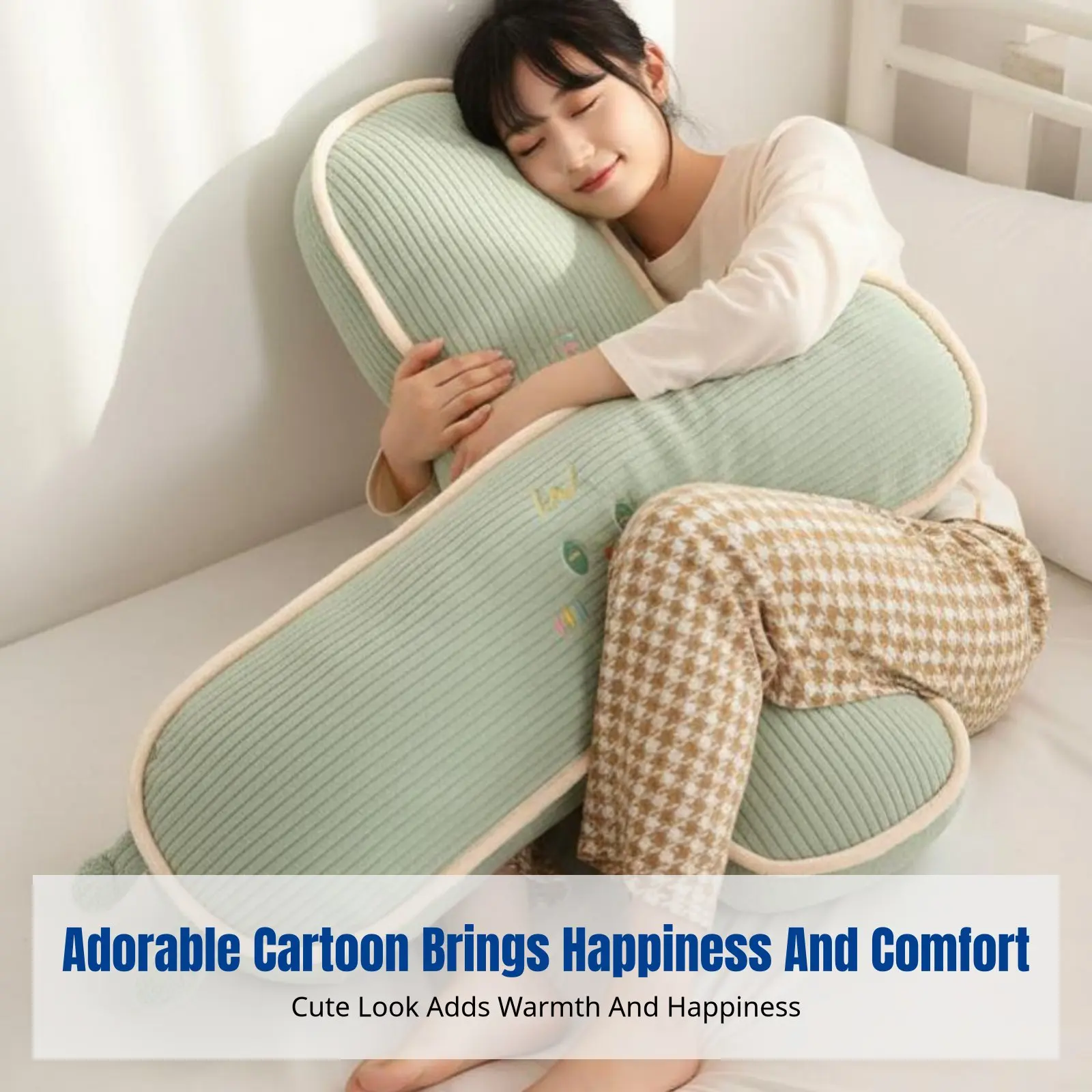 

Cute Dopamine Long Pillow, Plush Character Pillow, Bedroom Dorm Pillow, Side Leg Pillow for Girls