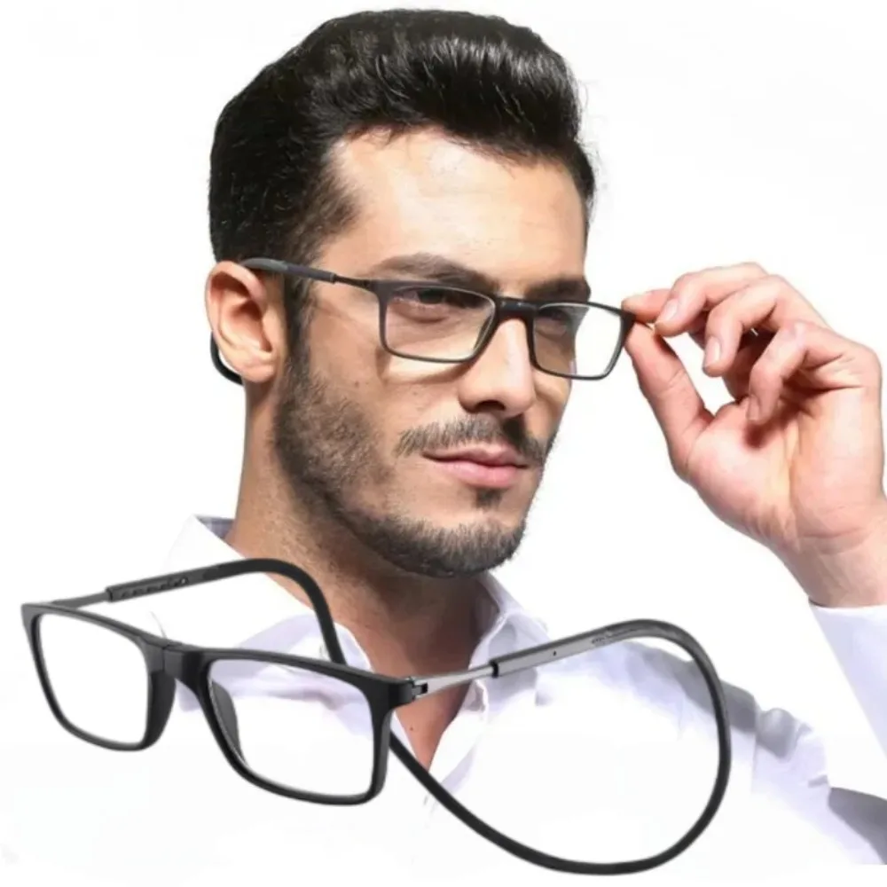 Ultralight Blue Light Blocking Reading Glasses Plastic Adjustable Hanging Neck Men Anti-fatigue Magnet Presbyopia Glasses Unisex