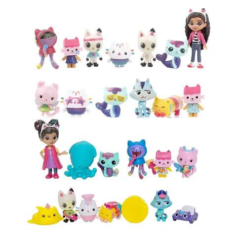 13 Uds casa de muñecas Gabby figura de Anime juguete coche sonriente abrazo de gato muñecas de niña Gaby Mercat figura de acción de dibujos animados niños regalos de cumpleaños de Navidad