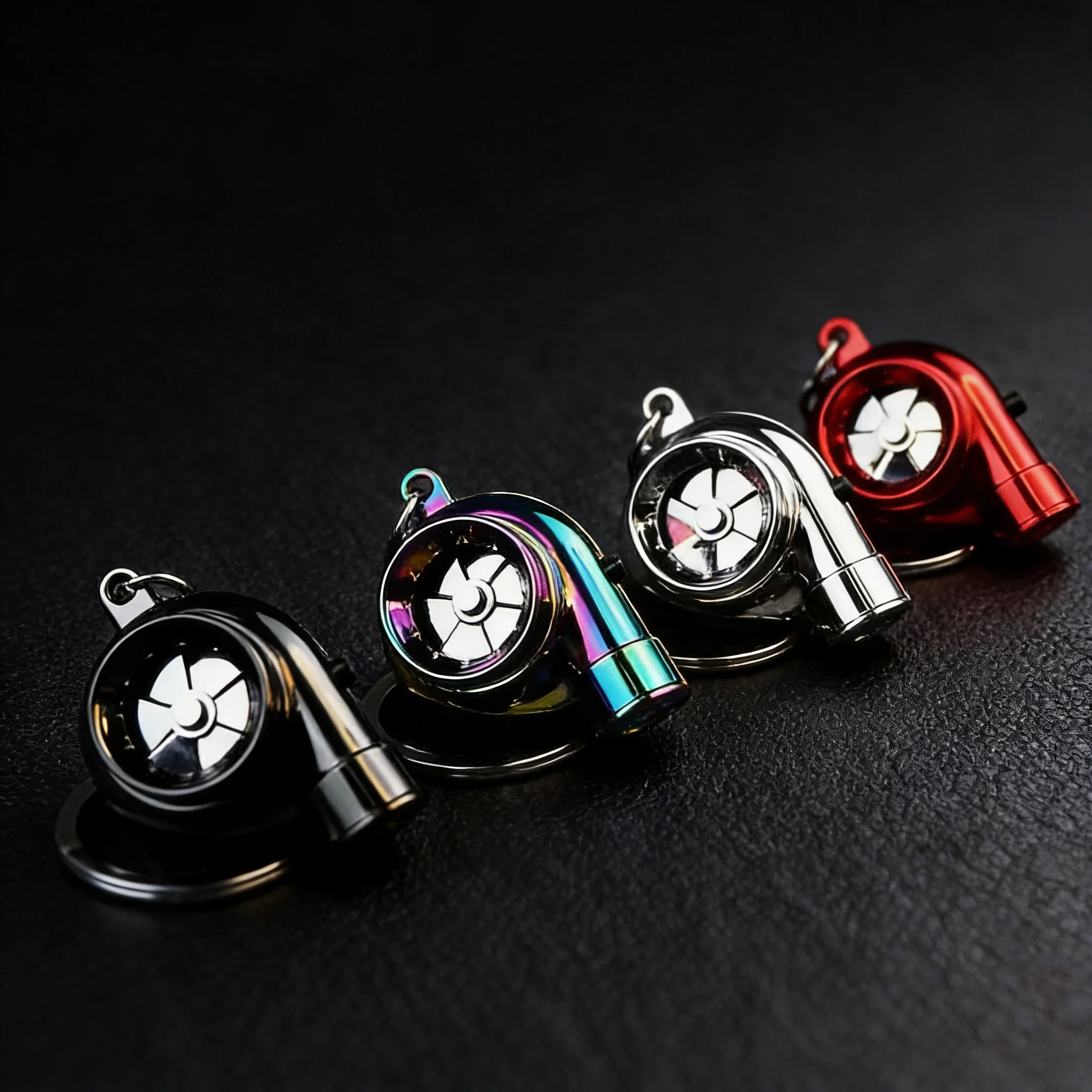 Car Decorative Turbocharged Creative  Toy Keychain with Light And Sound Rotating Key Holder Personal Driving Item