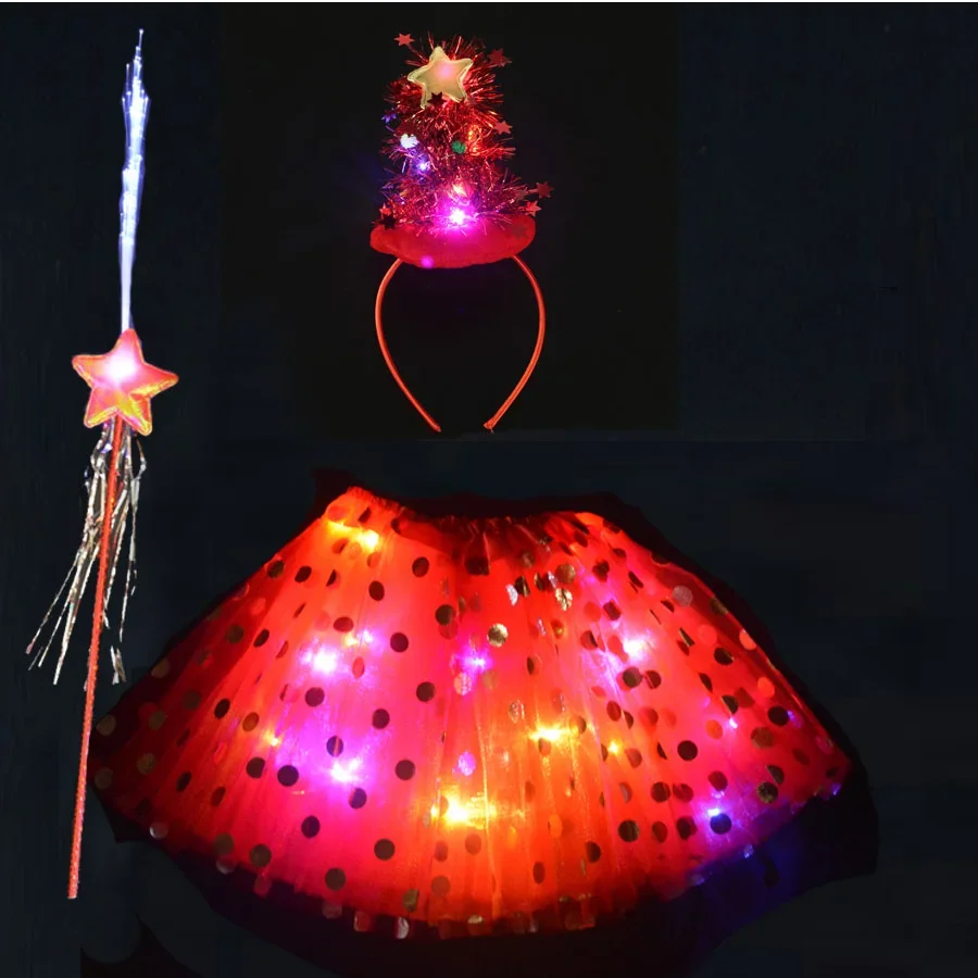 Frauen Mädchen Rollenspiele Blinkende Flügel Tutu Rock LED Glow Stirnband Fee Stick Baum Kostüm Cosplay Bühne Tragen Hochzeit Festival