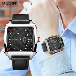 MEGIR Watches for Men Leather Strap Automatic Mechanical Watch Waterproof Business Casual Wristwatch Clock Montre Homme 62071