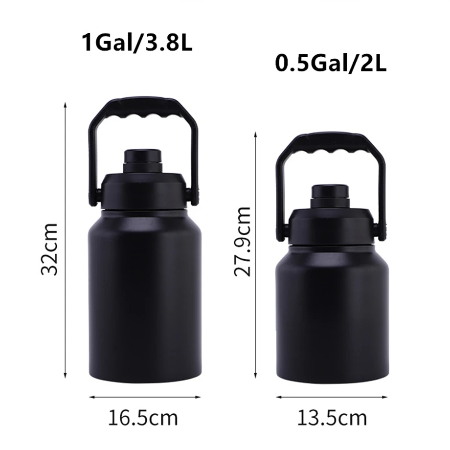 24pcs/Lot Gallon Bottles Ice Barrel Growler Flask Travel Mug 0.5Gal/2L 1Gal/3.8L 304 Stainless Steel 2-Wall Keg Insulated Vacuum