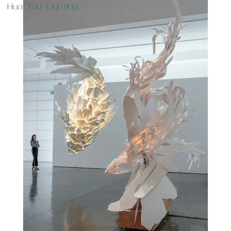Fish shaped chandelier design restaurant hotel lobby exhibition hall fish shaped creative art lighting fixtures