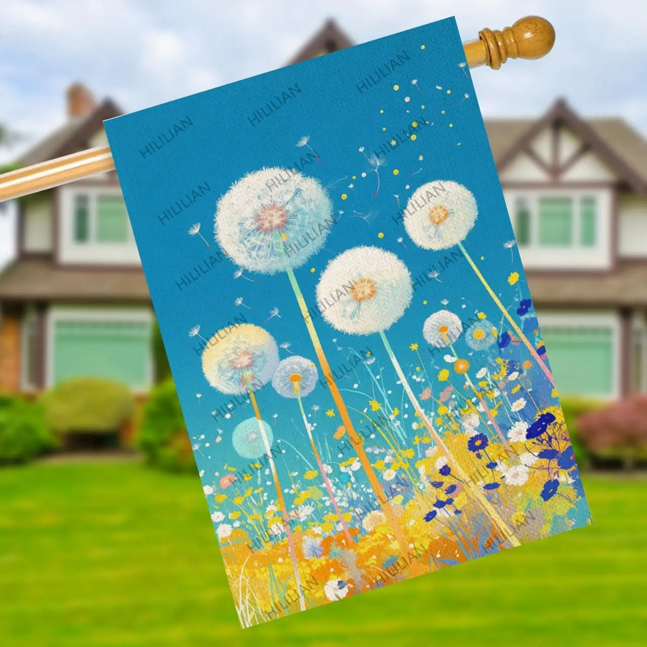 Dandelion in full bloom Garden Flag Double Sided, House Yard Outdoor Small Decor, Summer Floral Arrangement Home Outside Dec ZZM