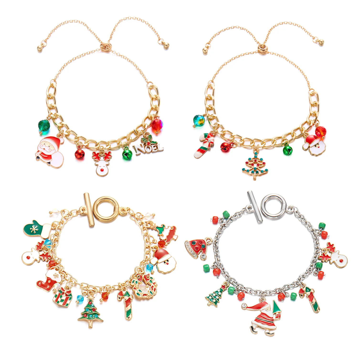 

Christmas new bracelet Santa bell wreath gift pendant pull bracelet