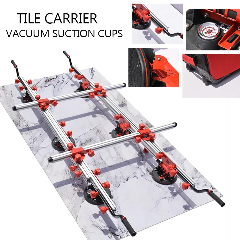 

High Load Capacity Lifter Tool with Electric Vacuum Suction Cups for Transporting Large and Heavy Stone Slabs and Tiles