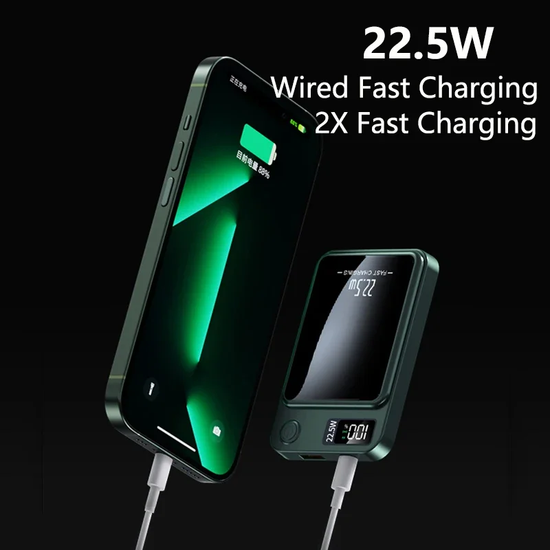 Magnetyczny bezprzewodowy Power Bank 30000 mAh 22,5 W szybkie ładowanie zewnętrzna ładowarka do Huawei Samsung iPhone 12 PD 20 W Powerbank