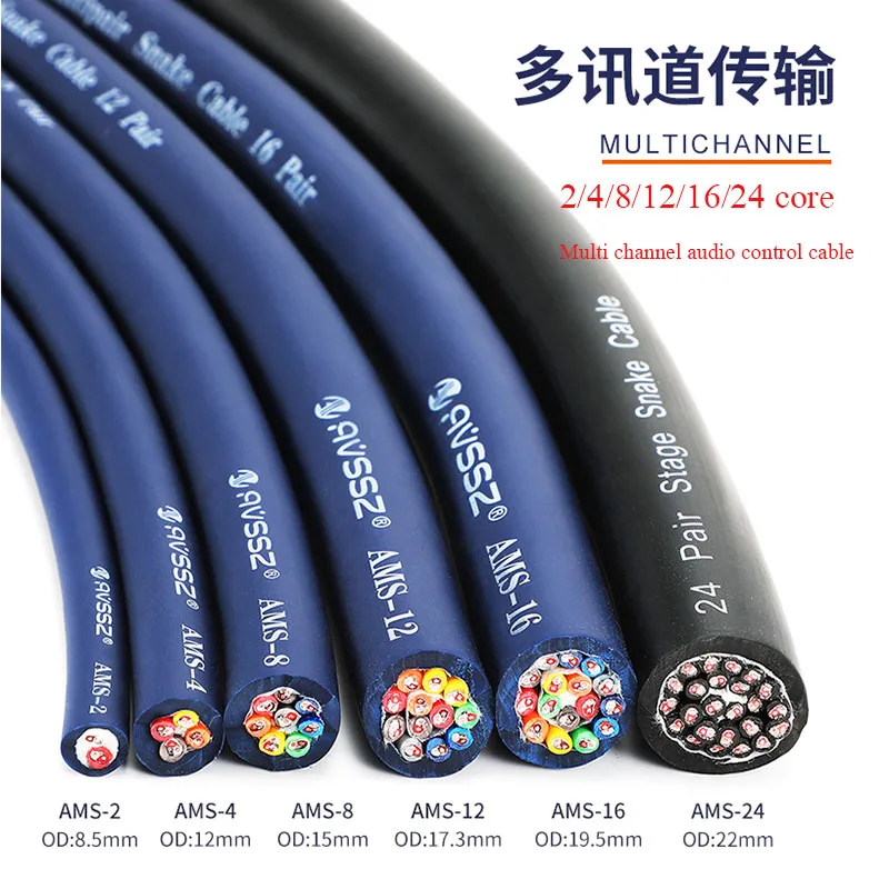 

1-10meter 2/4/8/12/16/24 Channel Multicore Microphone Cable,Cable Car Multichannel Audio Cable Stage Signal Multicore Cable