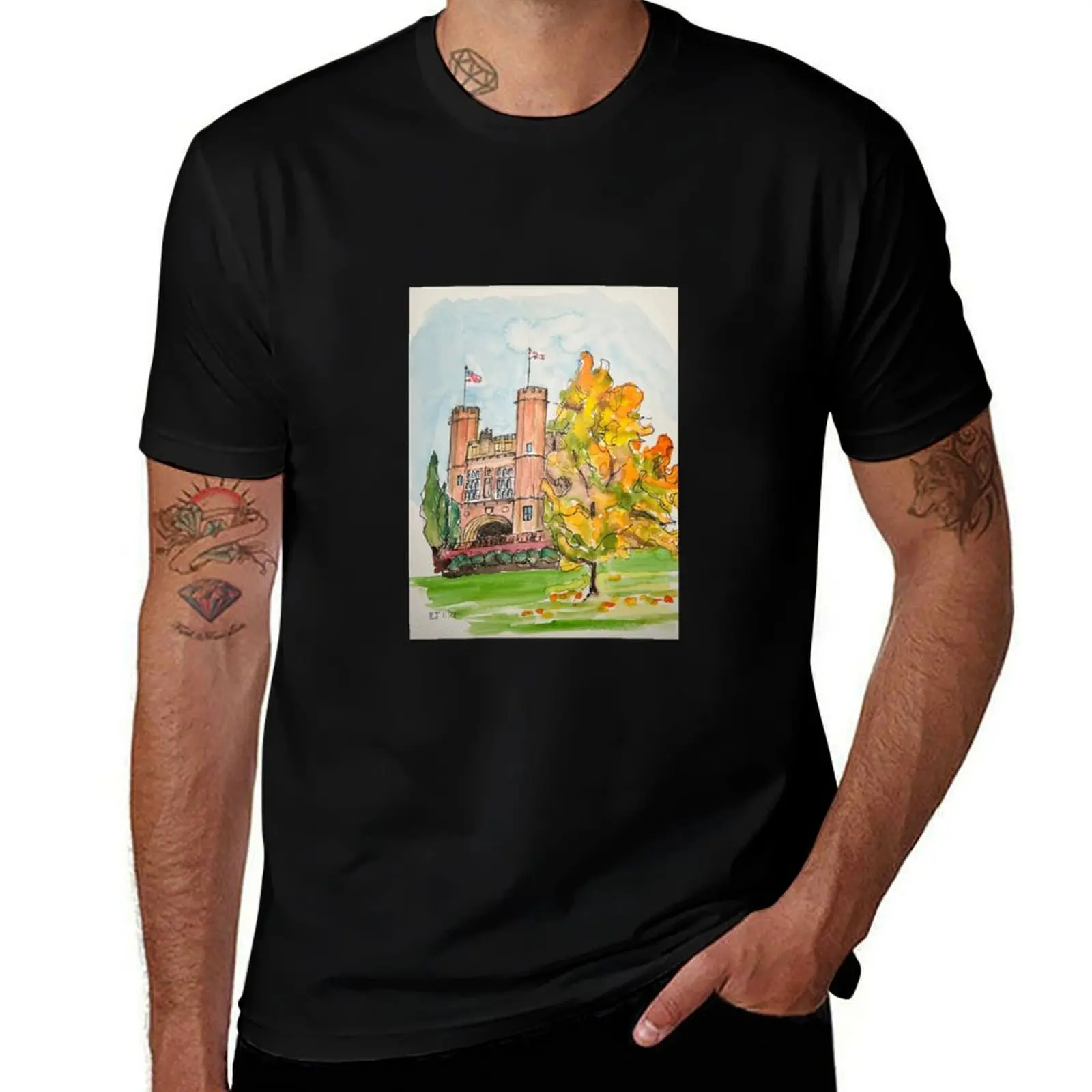 Brookings Hall T-Shirt Basic Plain Tee for Spring and Summer T-Shirt