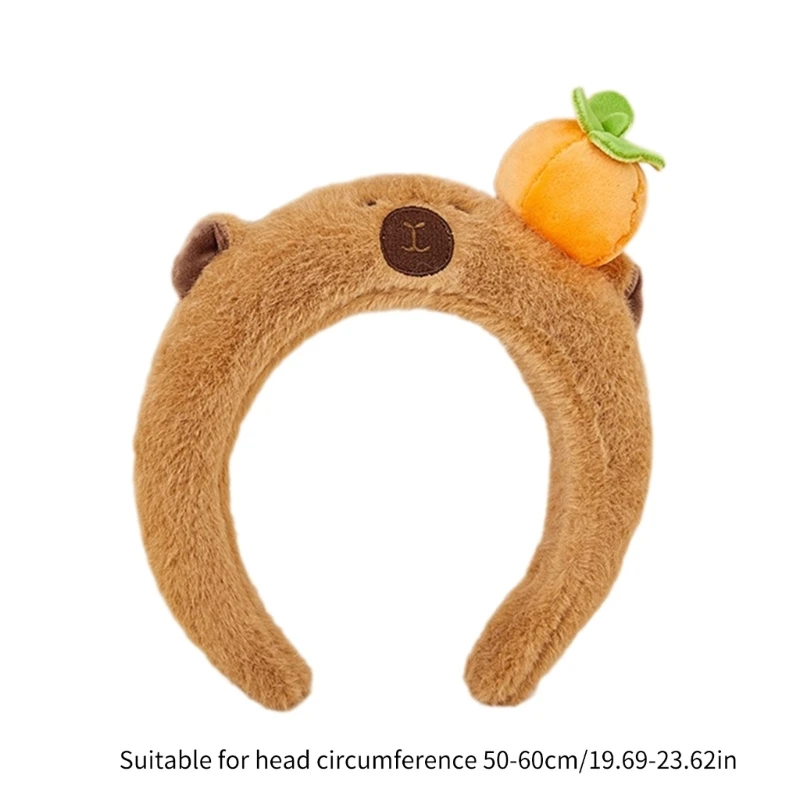 Teens Cartoon Capybara Shape Headband Adult Plush Headpiece for Makeup Washing Face Sports Headband Anti Hair Slip