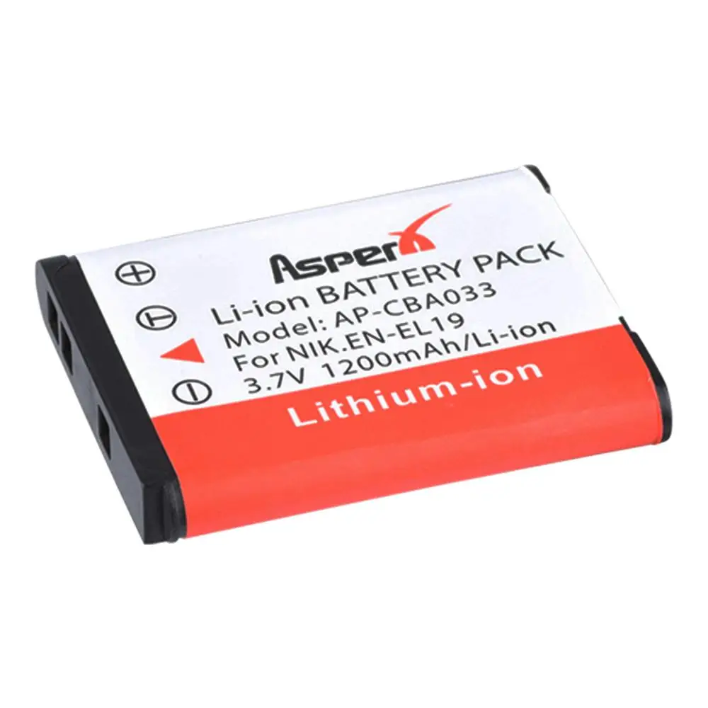 ENEL19 Bateria para Nikon Coolpix, EN EL19, S100, S2500, S2600, S3100, S3200, S3300, S4100, S4200, S4300, S6600, S6900, L10, 1200mAh