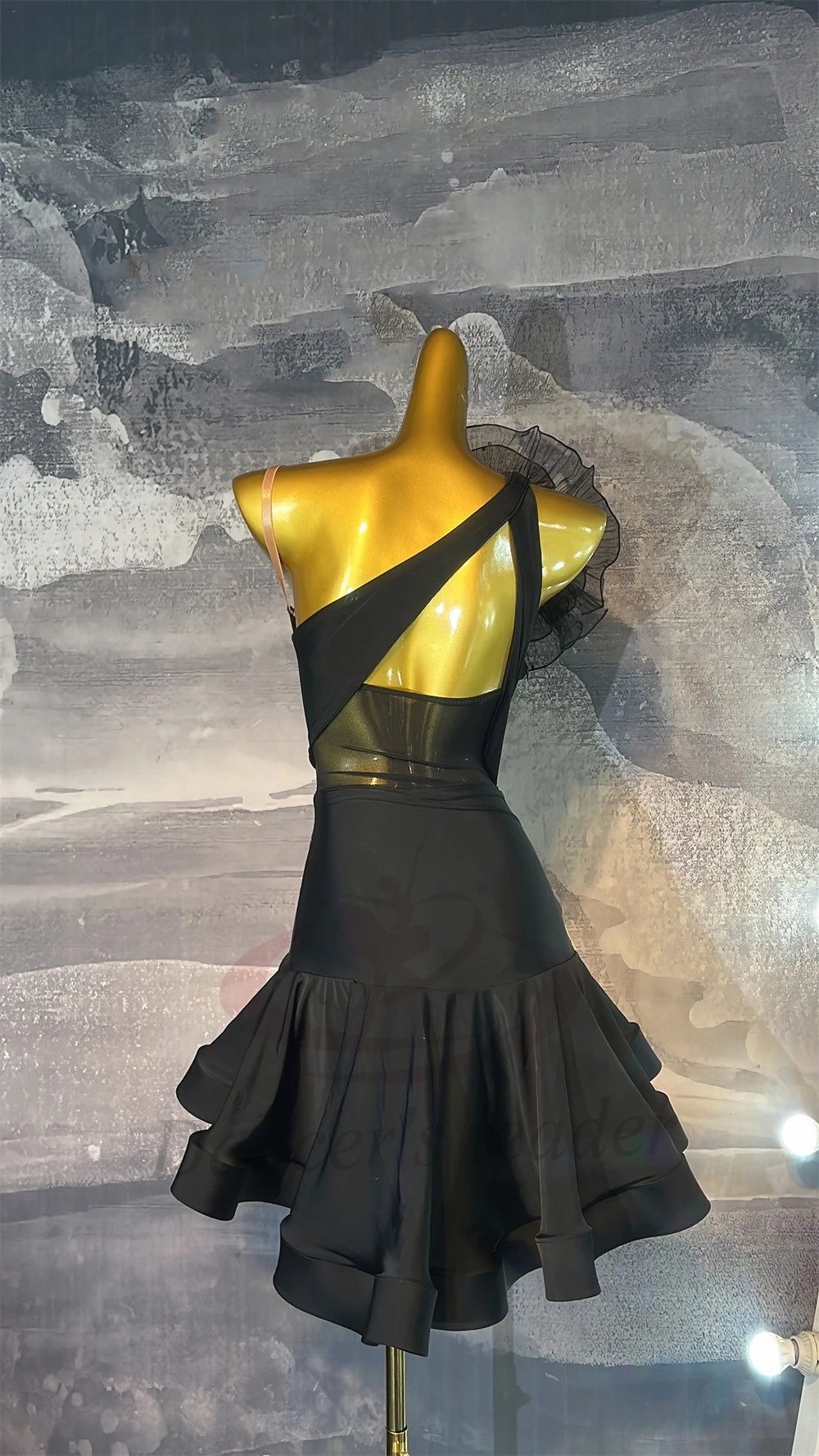 Robe de danse latine pour enfants et adultes, pierre AB, haut de gamme, personnalisée, fleur noire, bretelles, Cha Tango, vêtements pour femmes