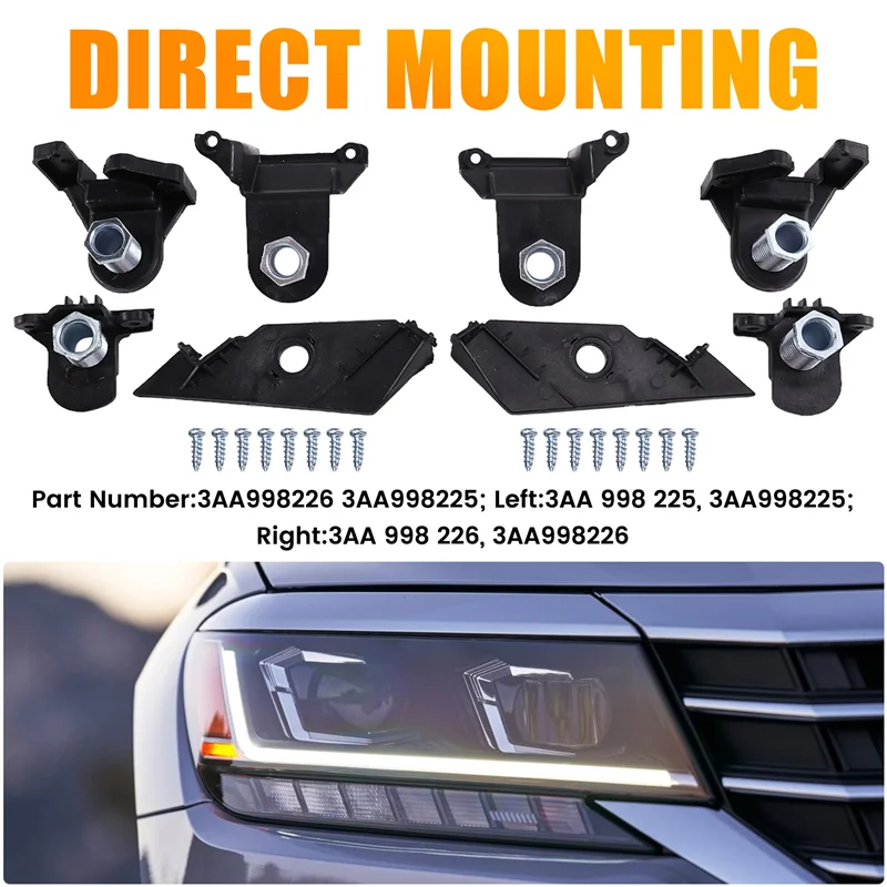 A03Z-European Version For VW Passat Box/Estate(365) Headlight Repair Kit Includes Bracket Screw Clip 3AA998226 3AA998225