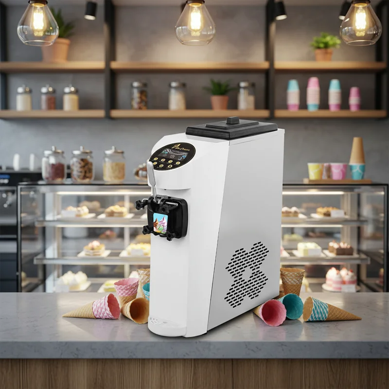

Single Nozzle Hard Strawberries Honey Ice Cream Machine 1 Flavor Table Top Model Mini Soft Ice Cream Machine