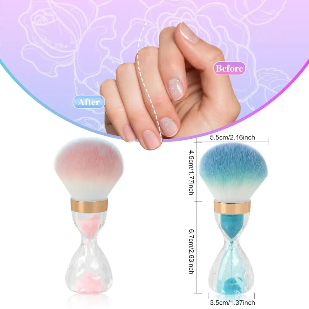 Brosse anti-poussière pour ongles en forme de sablier, douce, pour manucure, Nail Art, dissolvant de poudre, outils de nettoyage pour ongles en acrylique, nouvelle collection