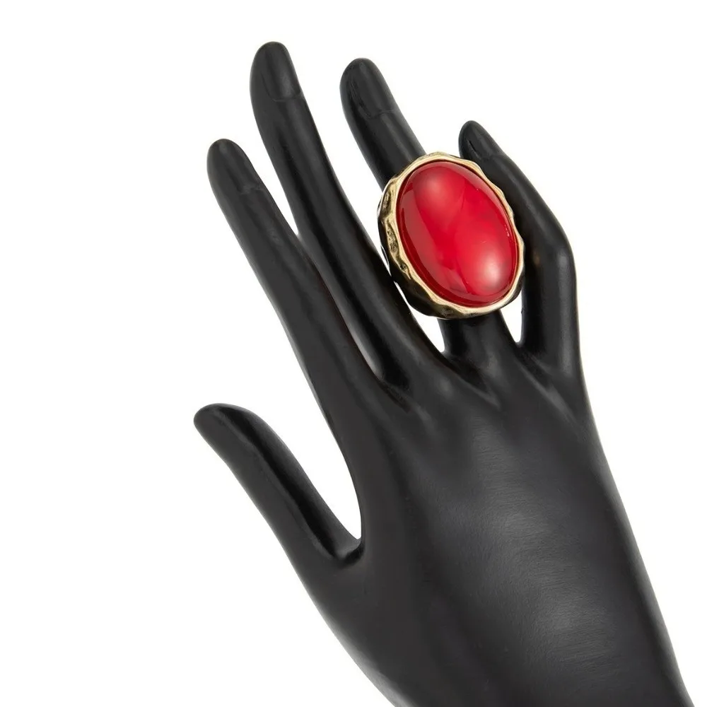 Simple Resin Oval Earrings Elegant Style Gold Color Geometric Finger Ring Vintage High-end Jewelry Oval Resin Finger Ring